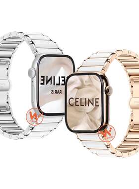 适用苹果手表iwatch S10陶瓷白11玫瑰金表带Applewatch S9运动ultra2智能3女生8夏天7/se小众6创意5高级配件
