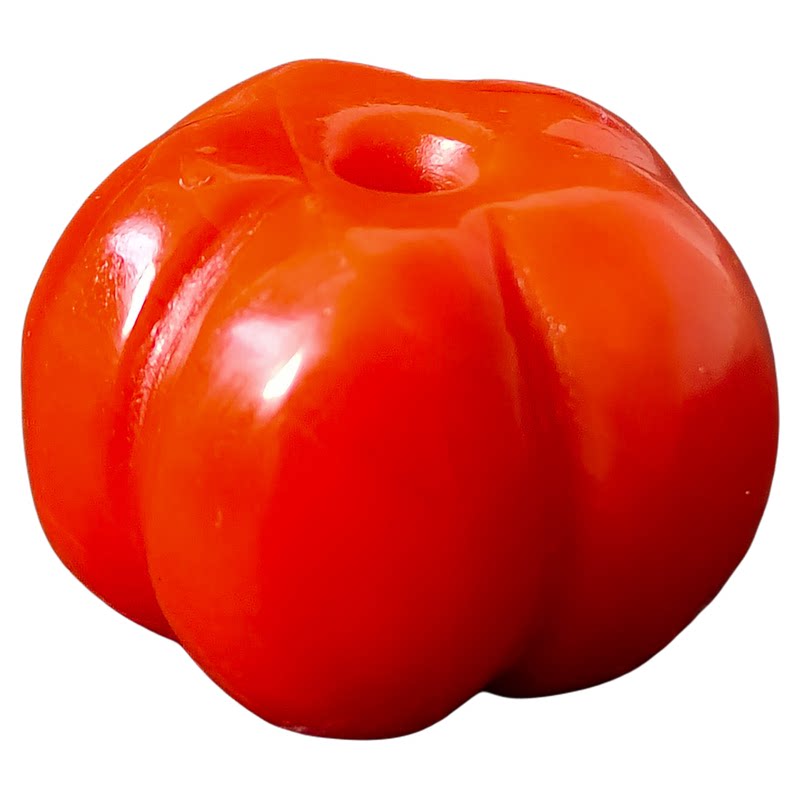 藏传天然原矿老南红瓜珠单株精品老料满色满肉柿子红吊坠文玩收藏