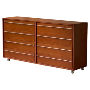 中古风图灵斗柜复古樱桃木可移动小户型客厅卧室收纳柜八斗抽屉柜