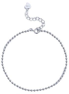 S925纯银圆珠手链16+3cm