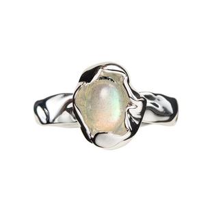 SOFT ROOM新中式清冷天然月光石包裹戒指简约小众原创设计高级感