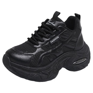 10厘米内增高黑色老爹鞋女34码2026春季新款小个子厚底增高运动鞋