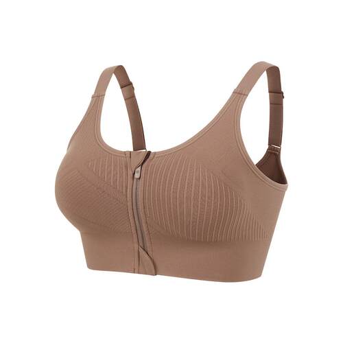 暴走的萝莉运动内衣女无缝一体织调节前拉链背心健身bra2024