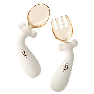 albo宝宝勺子学吃饭训练自主进食可弯曲学食勺叉婴儿辅食儿童餐具