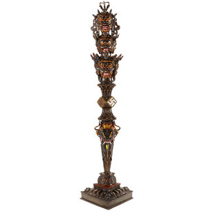 尼泊尔手工铜金刚杵室内家用矿物颜料彩绘金刚橛摆件带底座