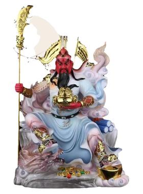 古彩关公关羽关二爷忠义武财神关圣帝君立刀拖宝招财提刀神像摆件