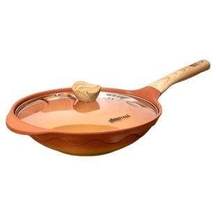 amercook阿尔菲塔阿米尔复古陶土平底炒锅不粘炒锅燃气电磁炉通用