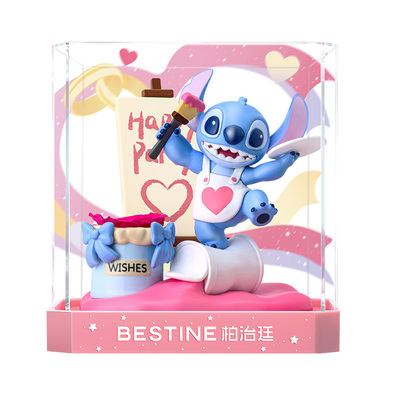 迪士尼史迪仔萌爱乐园史迪奇永生花盲盒桌面潮玩摆件生日新年礼物