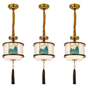 新中式实木过道灯小吸顶灯2024新款全铜超亮入户门厅走廊吊灯玄关