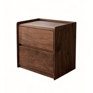 北美黑胡桃木床头柜卧室收纳储物柜现代简约北欧全实木床边柜家用