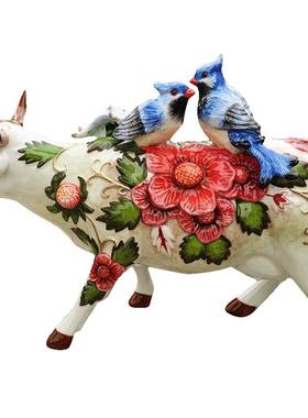 陶瓷牛摆件生肖属相喜上枝头乔迁