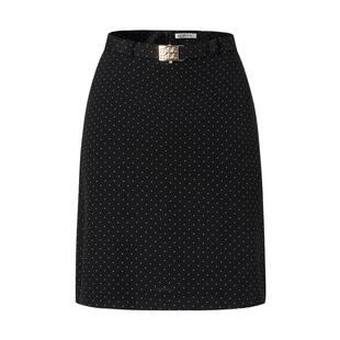 MOISSAC摩萨克秋法式粘纤蚕丝黑色波点通勤半身短裙女