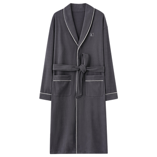 2025年德绒睡袍男士春秋季保暖长袖薄绒长款休闲青少年家居服浴袍