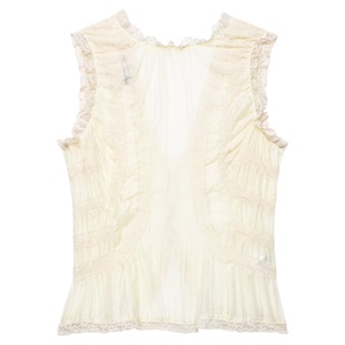 ZA外贸出口女装新款法式束带休闲性感小蕾丝包扣衬衫3067036