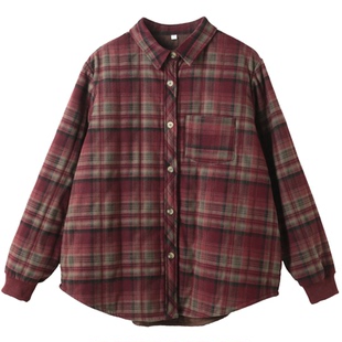 孔雀飞飞冬装韩版大码遮肉格子复古休闲棉衣女款爆款2025新款薄款