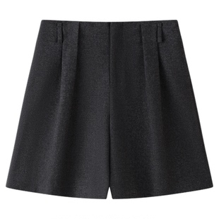 RUISHI芮时 “山本短裤”简约a字百慕大毛呢短裤宽松百搭中裤女冬