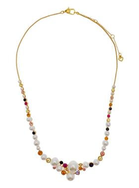 欧美KS小众简约彩色水钻珍珠镶嵌多坠耳环质感轻奢项链