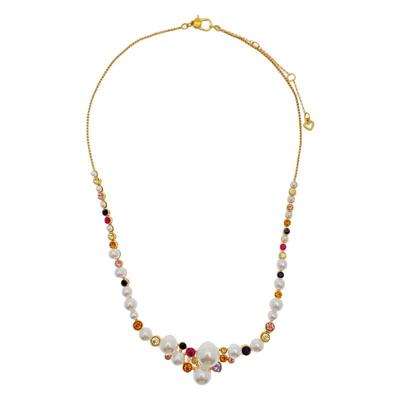 欧美KS小众简约彩色水钻珍珠镶嵌多坠耳环质感轻奢项链