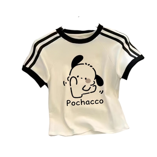 女童T恤短款高腰中大童短袖街舞儿童夏季露脐上衣女孩修身夏半袖