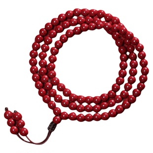 天然紫金砂高含量朱砂手串108颗佛珠手链男女款本命年转运手链