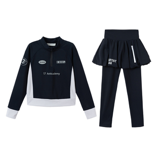 柒号童仓女大童韩版休闲运动服套装秋冬新款儿童立领上衣裙裤潮