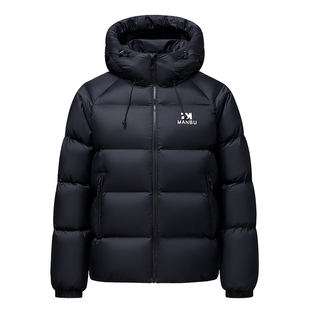 鹿竹男士连帽短款羽绒服中年爸爸冬装鸭绒外套中老年人保暖面包服