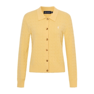 【特惠】POLOWALK女式长袖针织衫2025秋季新品绞花翻领开衫上衣女