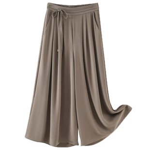 2026超火国风裙裤女夏季薄款冰丝雪纺麻高腰宽松垂感七分裤阔腿裤