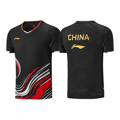 李宁羽毛球服 中青队大赛“脸谱”系列 男女同款透气舒适比赛上衣