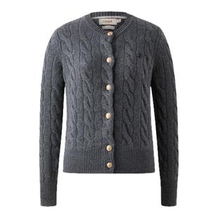 【绒感棉花糖含山羊绒】ELand衣恋毛衣女绞花针织开衫2025秋冬新