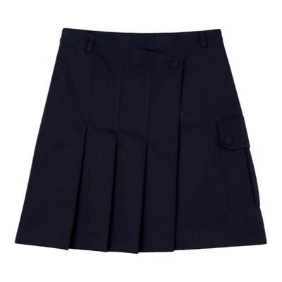 SANDRO女装复古深蓝色压褶半身裙