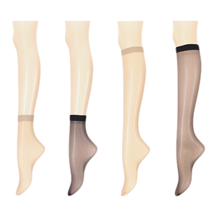 Tabio短款丝袜女薄款防勾丝秋冬肉色美肤中筒袜黑色小腿袜子女4双