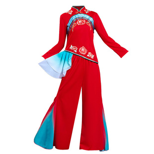 古典秧歌舞演出服女陕北民歌套装中国风腰鼓打鼓服喜庆舞蹈表演服