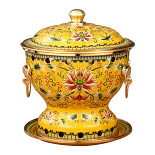 景泰蓝铜火锅一人酒精炉小火锅家用单人小火锅铜锅火锅纯铜涮肉