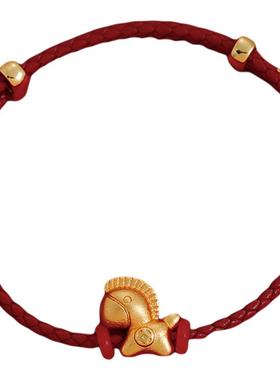 古里雅沙金钱币红绳手链高级感