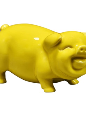 黄色陶瓷猪摆件十二生肖可爱小猪