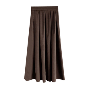 大码毛呢百褶半身裙女2025新款高腰a字裙半裙中长款伞裙胖mm秋冬