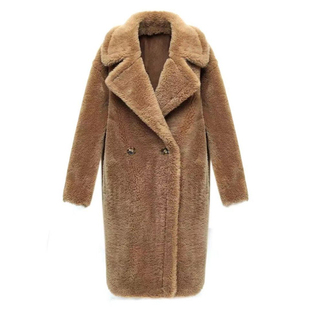 泰迪熊大衣皮毛一体中长款2025年新款女宽松羊剪绒羊羔毛皮草外套