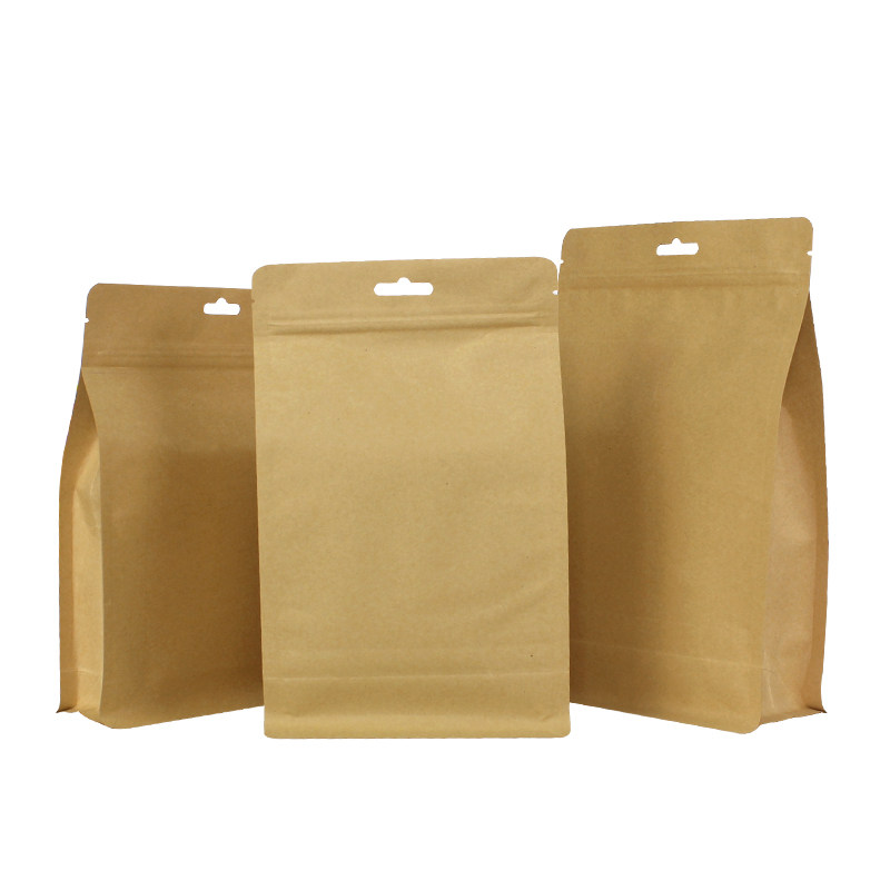 八边封茶叶牛皮纸袋 自立自封袋密封休闲食品袋风琴袋干果包装袋