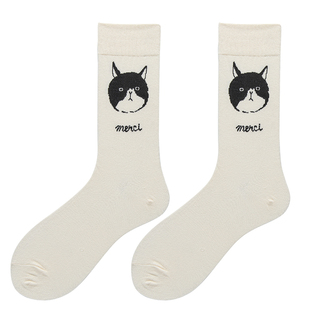 不会丢的袜子 趣味动物图案长袜女ins百搭潮牌卡通设计感中筒袜棉