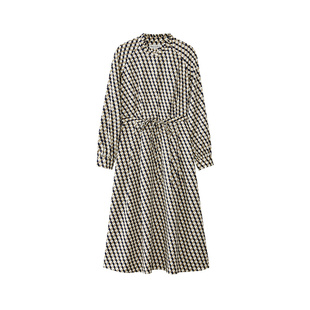 Marc O'Polo/MOP春季新款气质洋气新中式棋盘格印花连衣裙女裙子