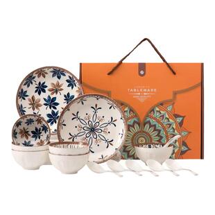 聚陶人波西米亚碗筷盘陶瓷餐具套装可定制LOGO礼品碗套餐公司送礼