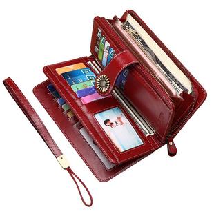 女士钱包女长款真皮多卡位大容量手拿包2024新款时尚韩版牛皮钱夹