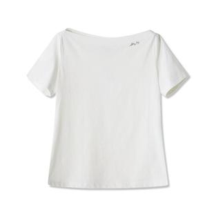LILY25新款时尚流行一字领都市通勤基础T恤合身夏日白色短袖上衣