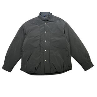 冬装潮牌男士新中式小立领衬衫羽绒服拼接假两件简约白鸭绒外套