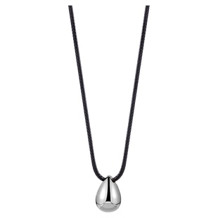 极简银色金属水滴吊坠长款毛衣链皮绳抽拉项链女轻奢小众高端配饰