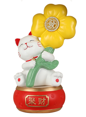 招财猫花朵装饰摆件家居客厅