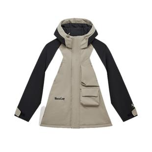 特步厚棉服男款秋冬季潮流拼色新款加绒加厚保暖外套976429180479