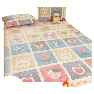 加厚牛奶绒床笠单件冬季儿童床套珊瑚绒床垫保护罩学生宿舍床垫套