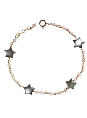 14K包金黑色五角星女叠水晶手链